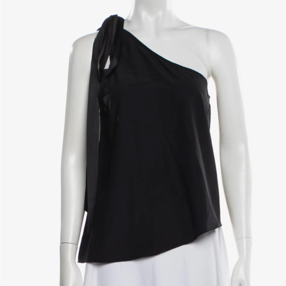 Silk one-shoulder tie top